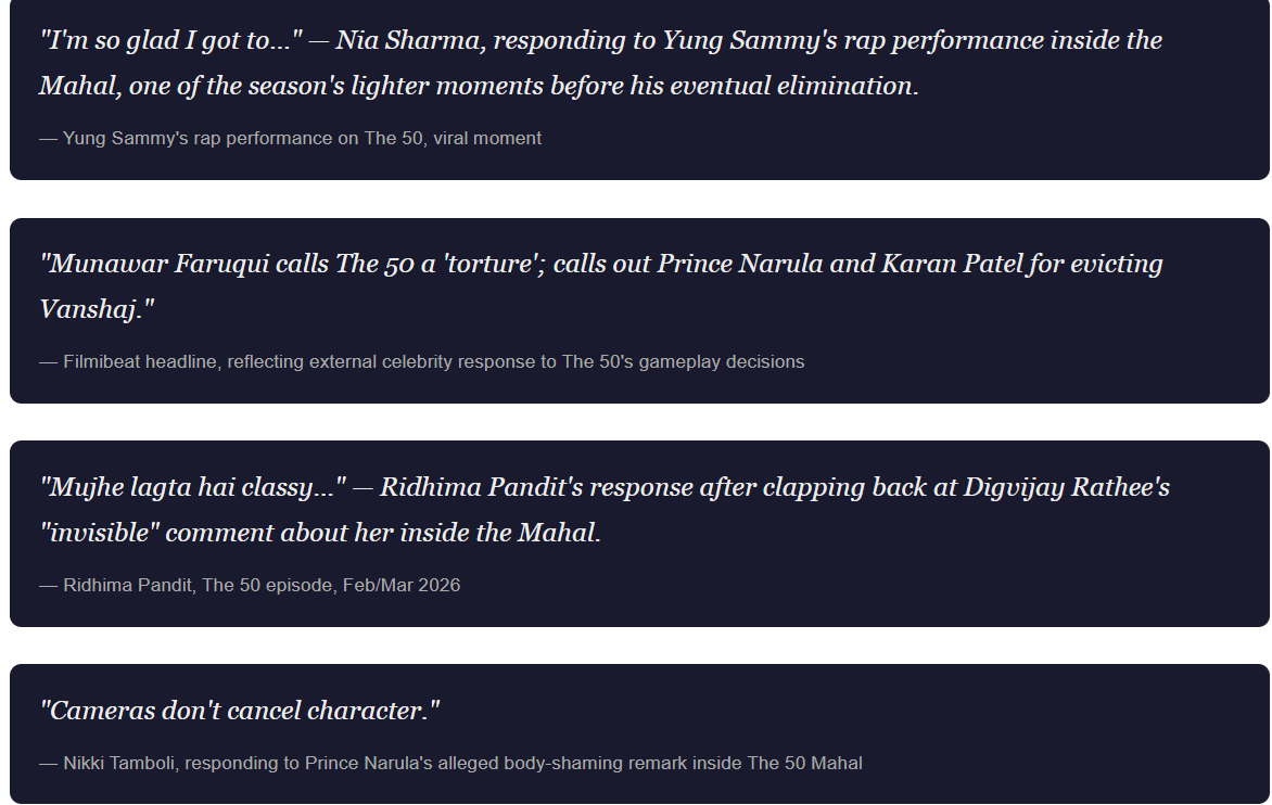 Farah Khan The 50 contestants