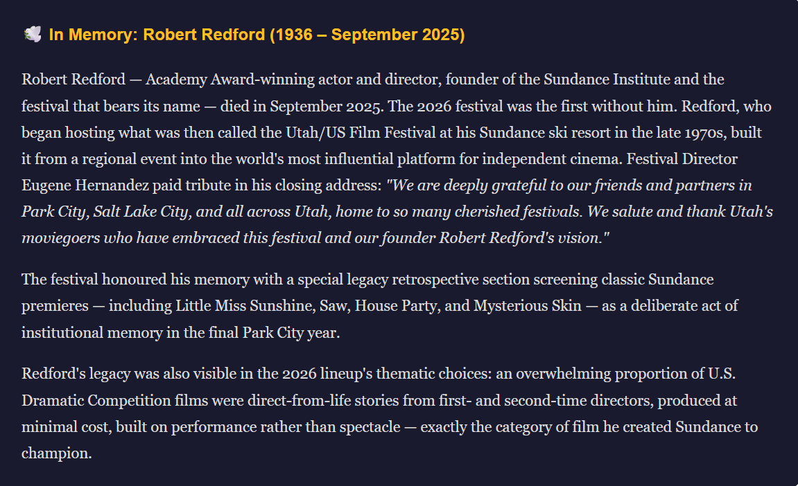 Sundance Film Festival 2026