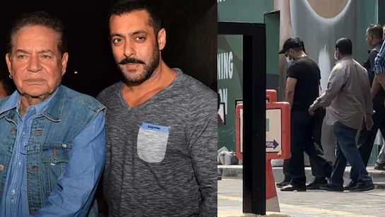 Salim Khan with Salman Khan in a public appearance photo, alongside an image of hospital staff assisting a patient, related to reports of Salim Khan Hospitalized