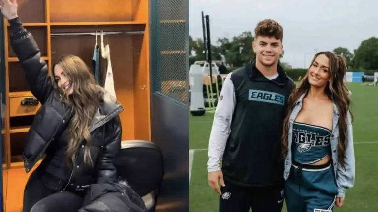 football field in Philadelphia Eagles gear, related to Nikki Bella Cooper DeJean rumor timeline