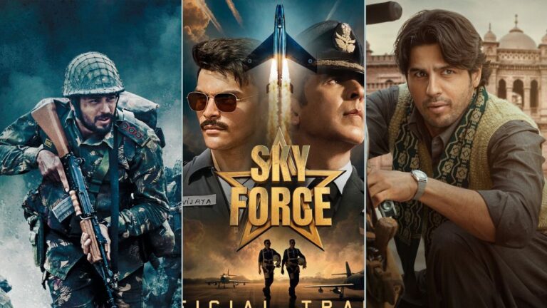 Sky Force and patriotic Bollywood army films collage Bollywood films based on true stories