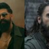 Split image featuring Yash in a stylish, intense look from Toxic and Ranveer Singh in a rugged avatar from Dhurandhar 2: The Revenge, highlighting their high-profile box office clash.